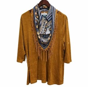 Catherines Rust Tunic With Attached Removable Tassel Scarf Sz 1X
